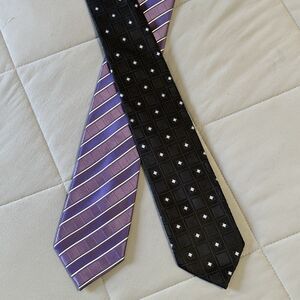 (2) Donald J. Trump Signature Silk Tie Lot Purple & Black 59” x 3.5” *READ*